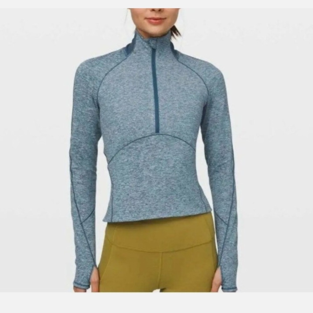 Lululemon Always Alert 1/2 ZipHeathered Petrol Blue Size 4